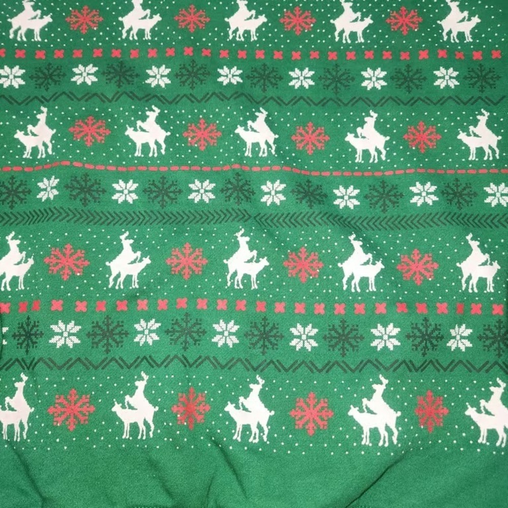 Spencer's Mens Green Reindeer Ugly Christmas Sweater Sweatshirt Medium - Picture 3 of 4